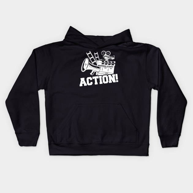 Action Clapperboard Filmmaker Kids Hoodie by Foxxy Merch